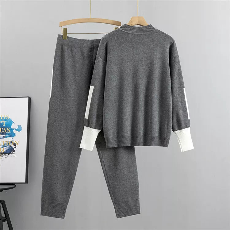Damen Strick-Loungewear-Set – Zweiteiliges Pullover- & Hosen-Set