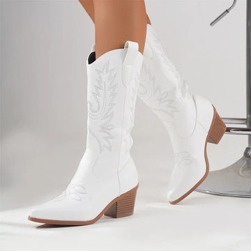 Damen Cowboystiefel aus Leder – Stilvolle Stickerei