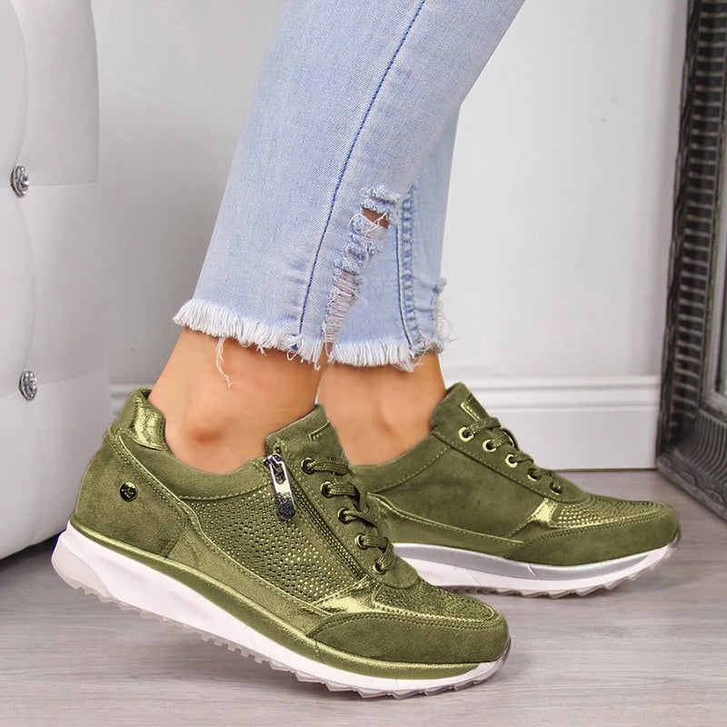 Stilvolle Orthopädische Atmungsaktive Sneakers mit Reißverschluss für Damen