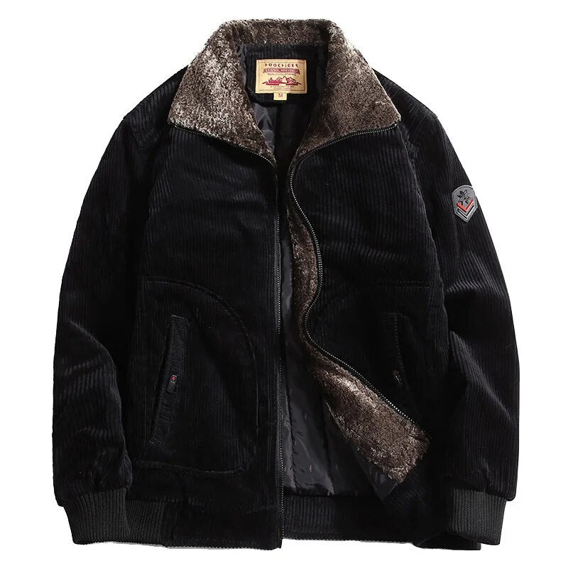 Herren Cord-Winterjacke - Warm gefüttertes Design