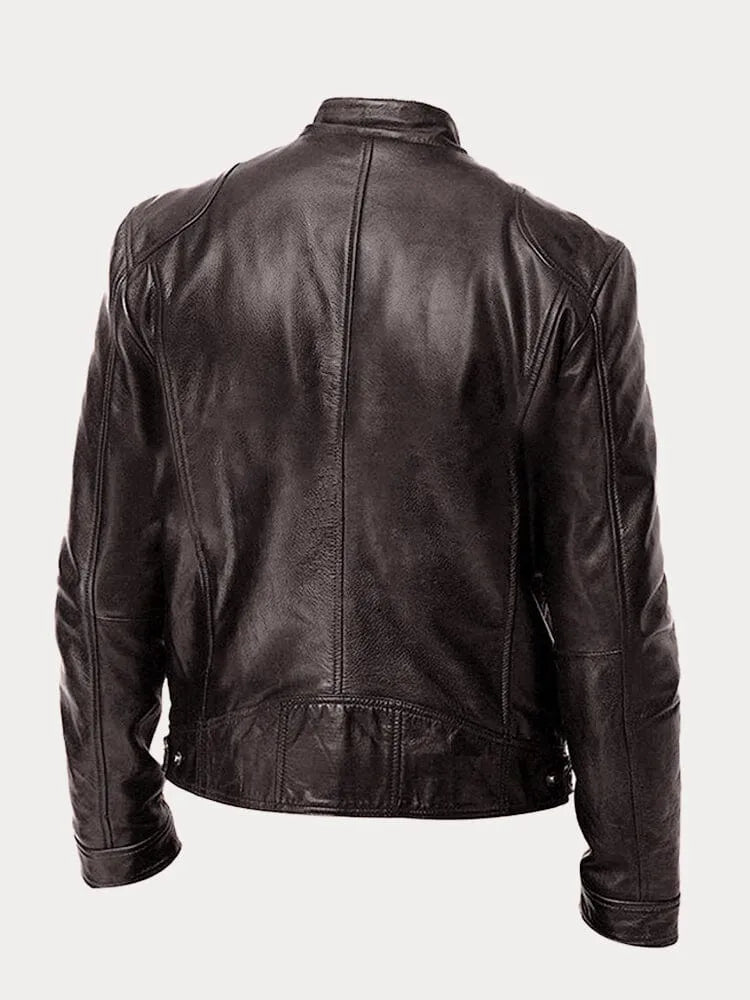 Herren Texturierte Biker Jacke - Stehkragen mit Reißverschlusstaschen