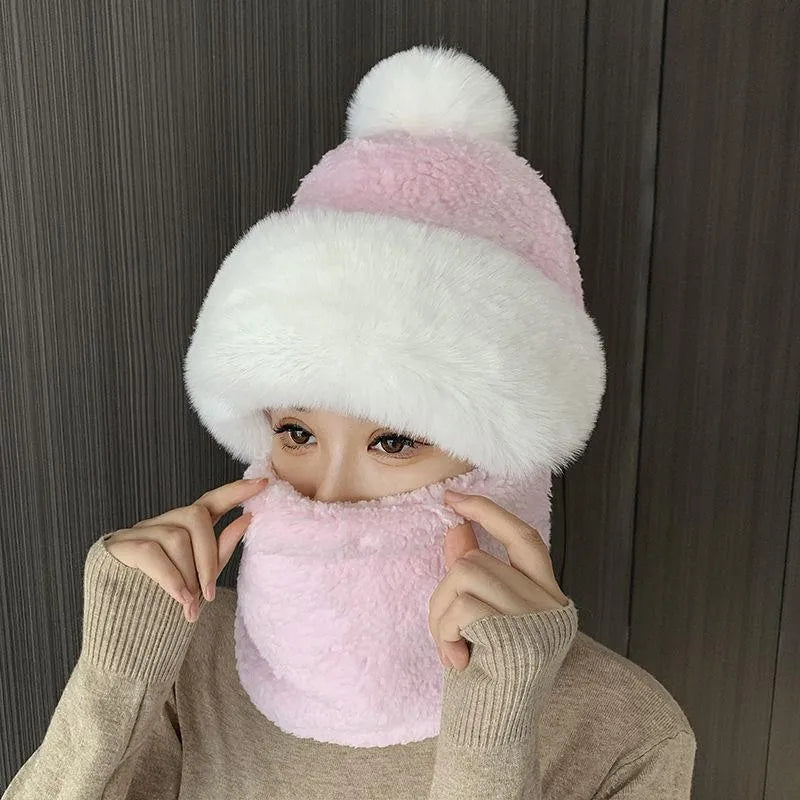 Women's Knit Winter Balaclava Hat - Face Mask & Scarf