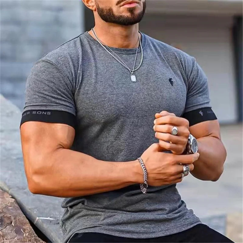 Men's Slim Fit T-Shirt - Crew Neck with Banded Cuffs