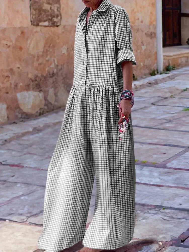 Tuta elegante a quadri per donna | Celeste