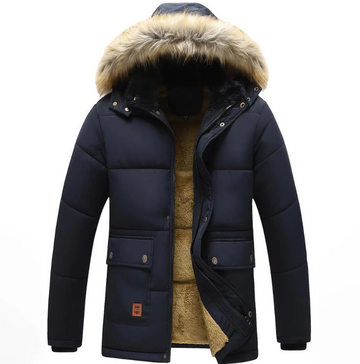Men's Insulated Winter Parka Jacket - Padded Lining & Multiple Pockets