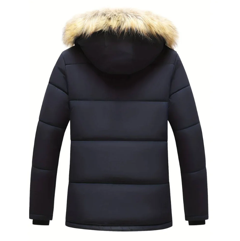 Men's Insulated Winter Parka Jacket - Padded Lining & Multiple Pockets