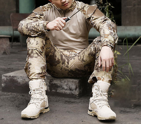 Conjunto táctico de camuflaje desértico para hombre – Camisa de manga larga y pantalón cargo