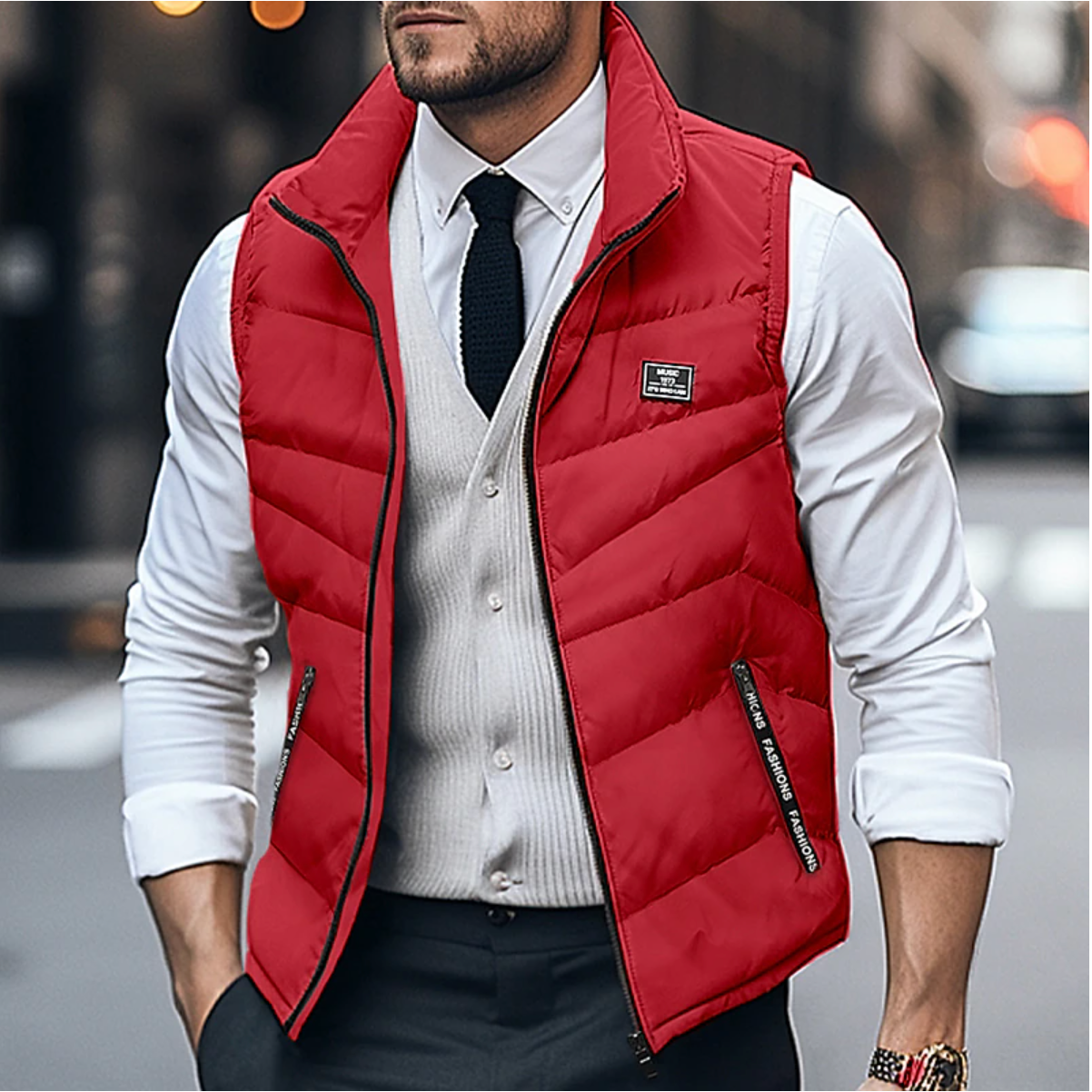 Herren Puffer Bodywarmer Gilet - Reißverschluss und Stehkragen
