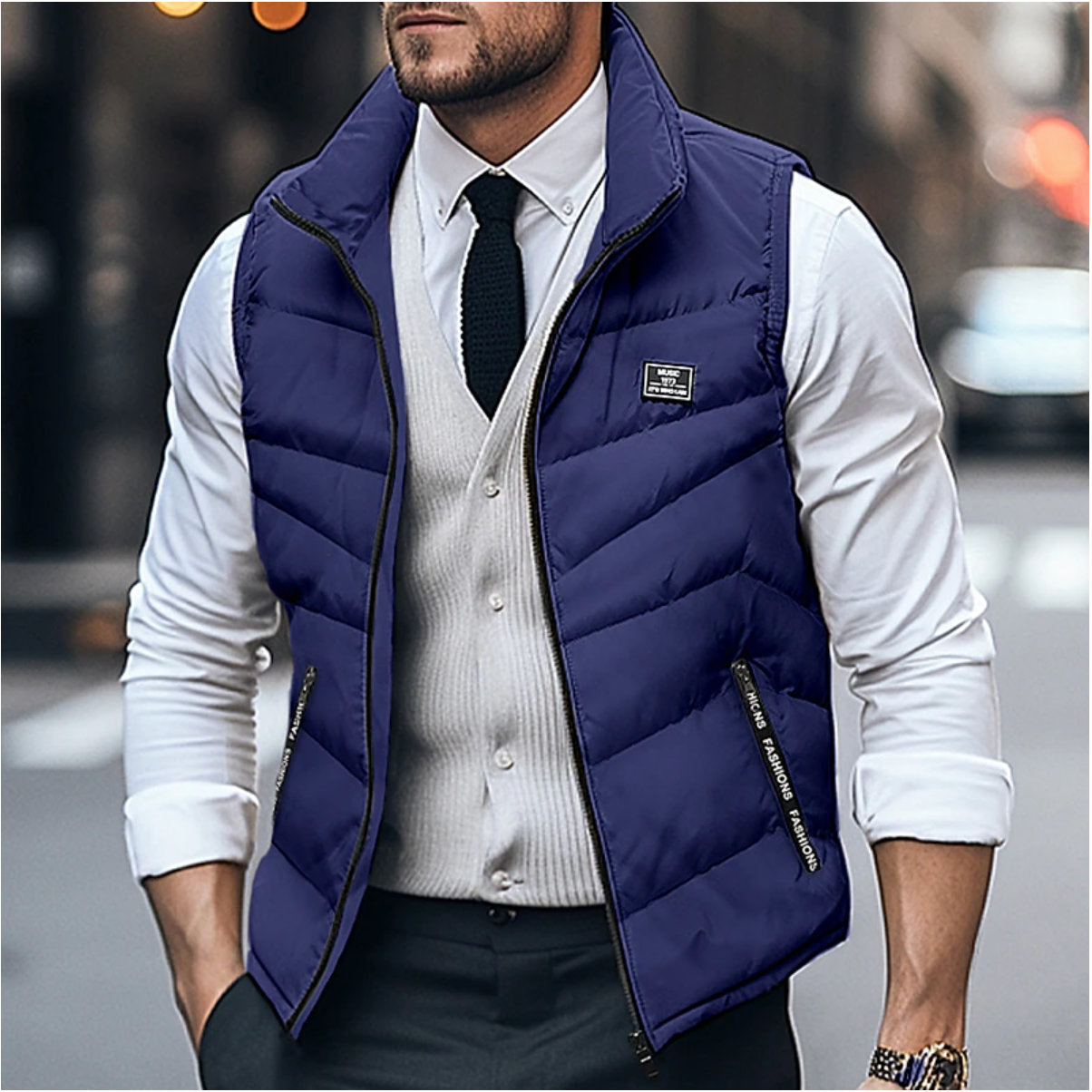 Herr Puffer Bodywarmer Väst - Dragkedja och Ståkrage