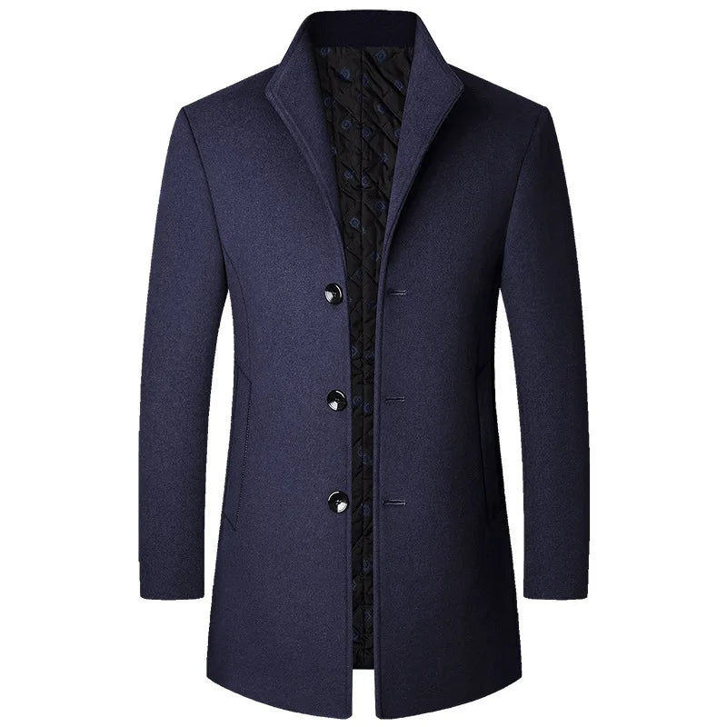 Herren Minimalistischer Slim-Fit-Mantel - Einreihige Oberbekleidung