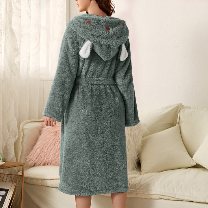 Damen Kapuzen-Bademantel - Weiche Robe mit Charakter-Ohren