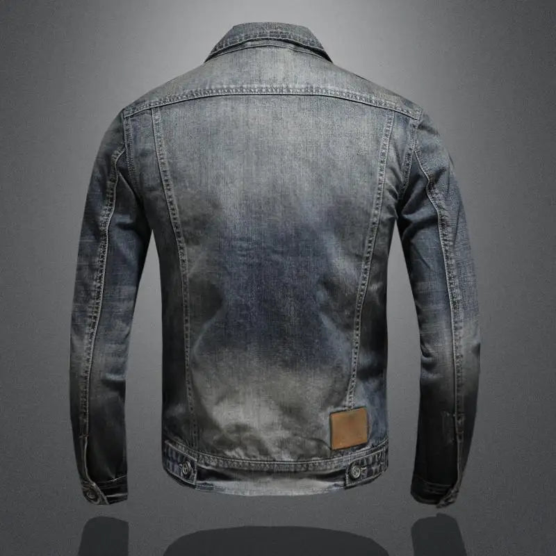 Men's denim jacket in vintage style - stylish slim fit