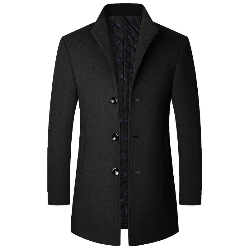 Herren Minimalistischer Slim-Fit-Mantel - Einreihige Oberbekleidung