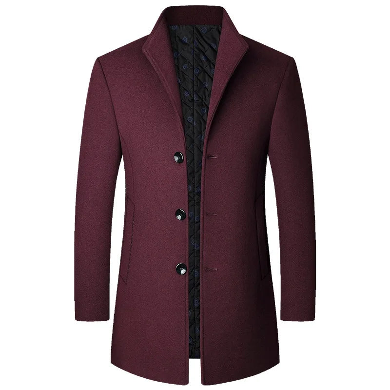 Herren Minimalistischer Slim-Fit-Mantel - Einreihige Oberbekleidung