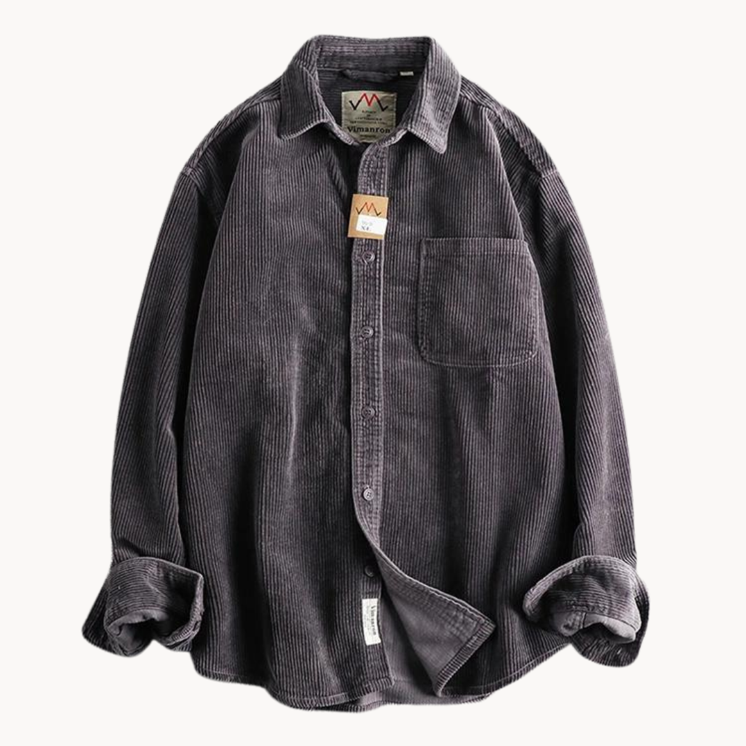 Herren Cord-Hemdjacke – Durchgehende Knopfleiste & Übergroße Shacket