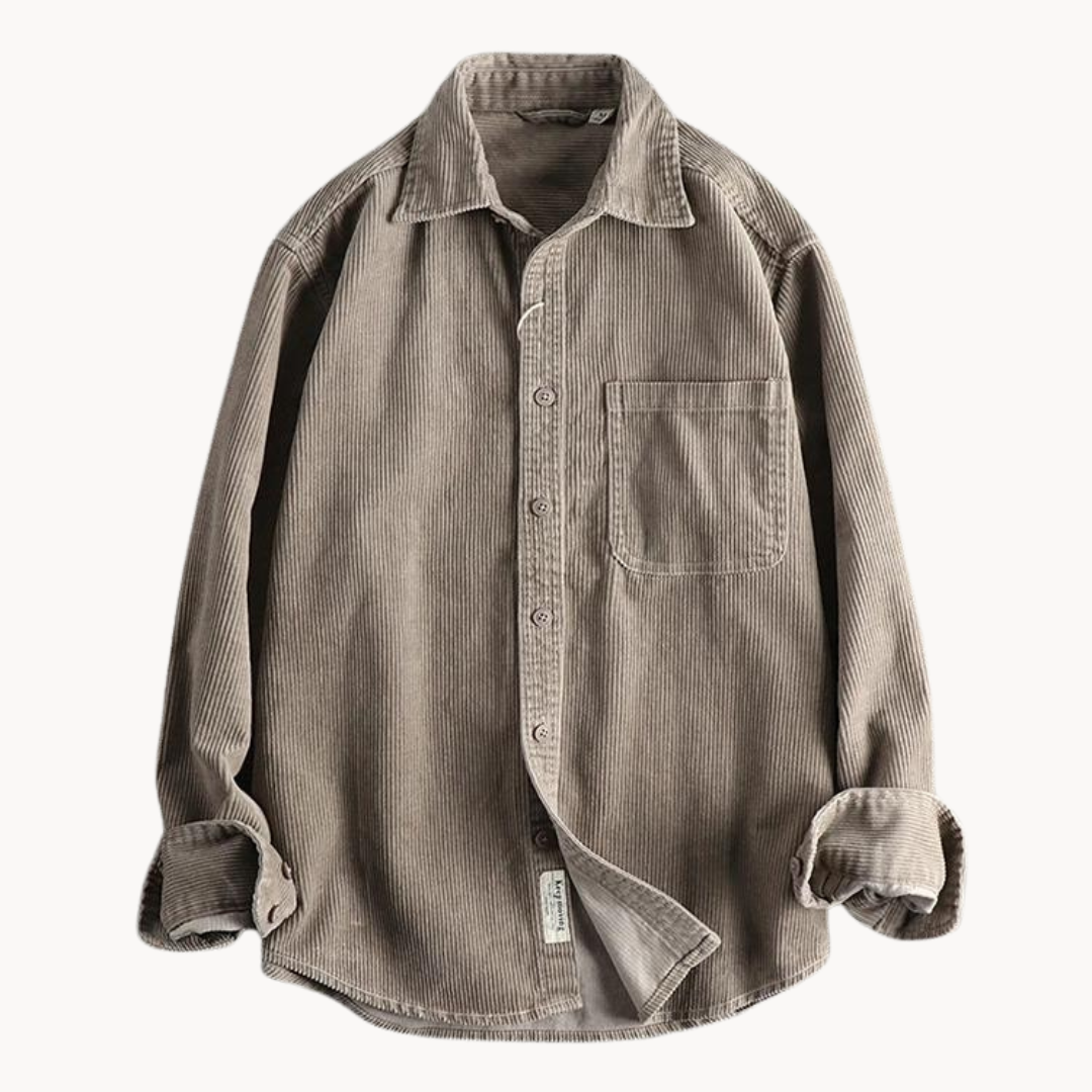 Herren Cord-Hemdjacke – Durchgehende Knopfleiste & Übergroße Shacket