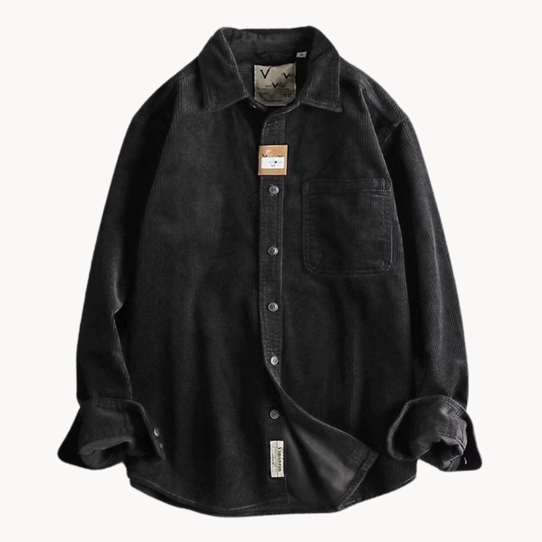Herren Cord-Hemdjacke – Durchgehende Knopfleiste & Übergroße Shacket