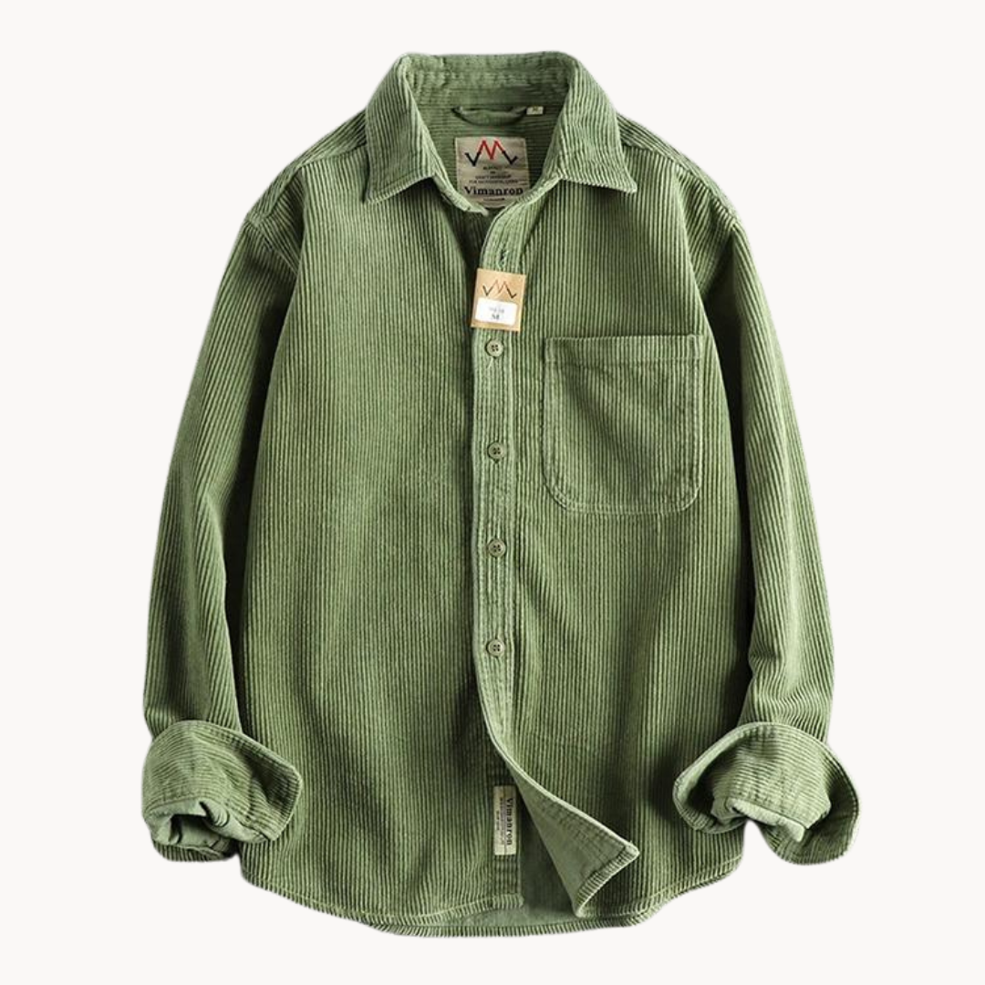 Herren Cord-Hemdjacke – Durchgehende Knopfleiste & Übergroße Shacket