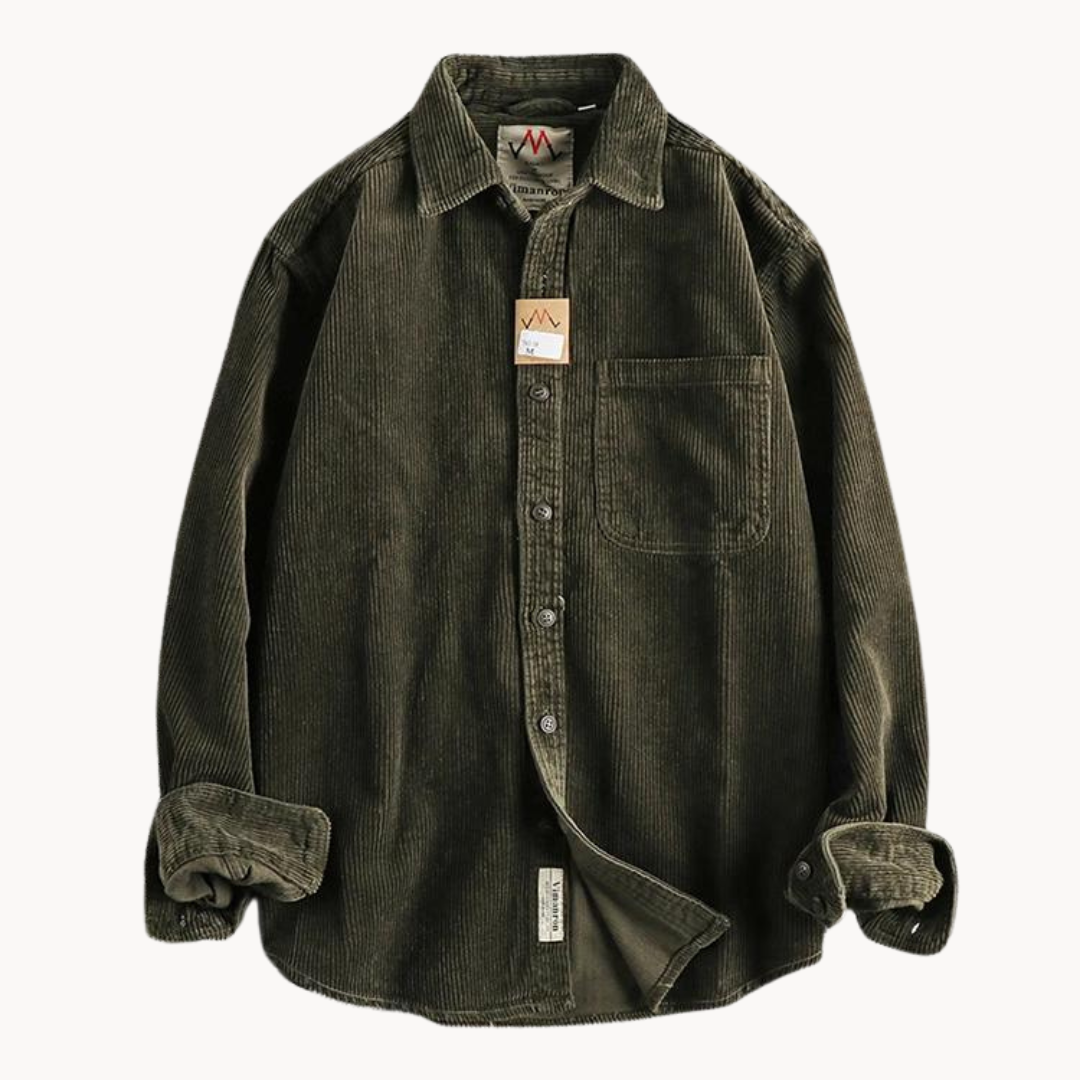 Herren Cord-Hemdjacke – Durchgehende Knopfleiste & Übergroße Shacket