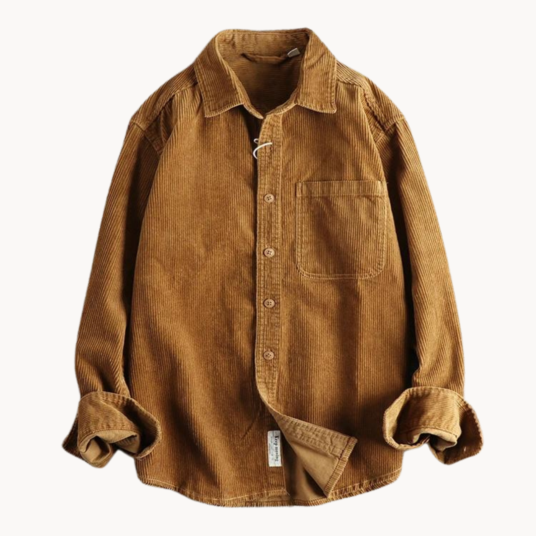 Herren Cord-Hemdjacke – Durchgehende Knopfleiste & Übergroße Shacket