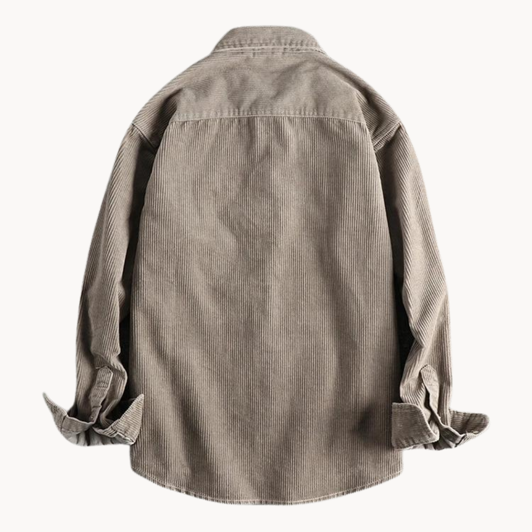 Herren Cord-Hemdjacke – Durchgehende Knopfleiste & Übergroße Shacket
