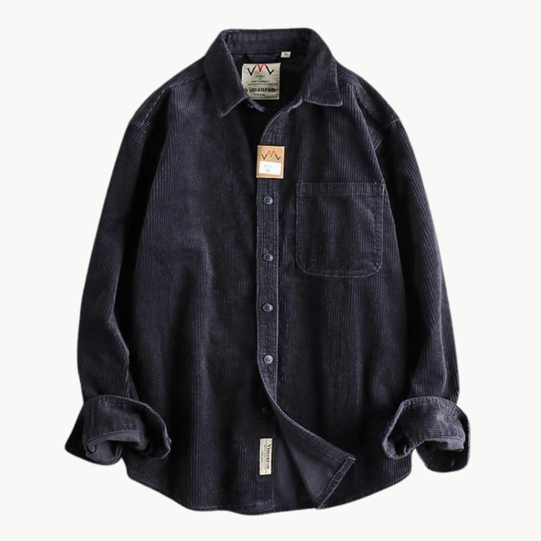 Herren Cord-Hemdjacke – Durchgehende Knopfleiste & Übergroße Shacket