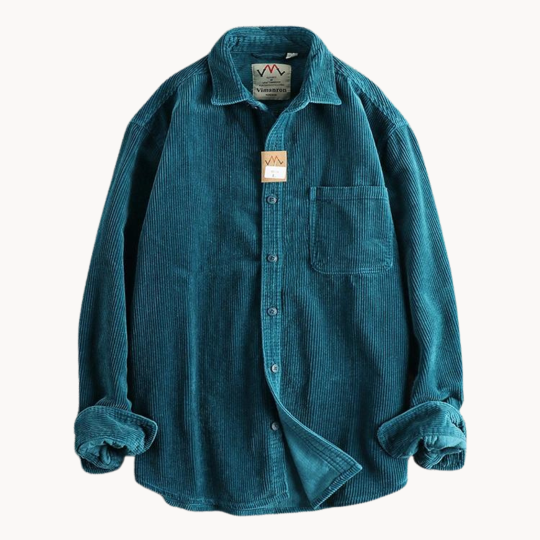 Herren Cord-Hemdjacke – Durchgehende Knopfleiste & Übergroße Shacket