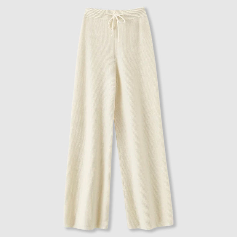 Damen Weitbeinige Hose - Feinstrick mit Zugband