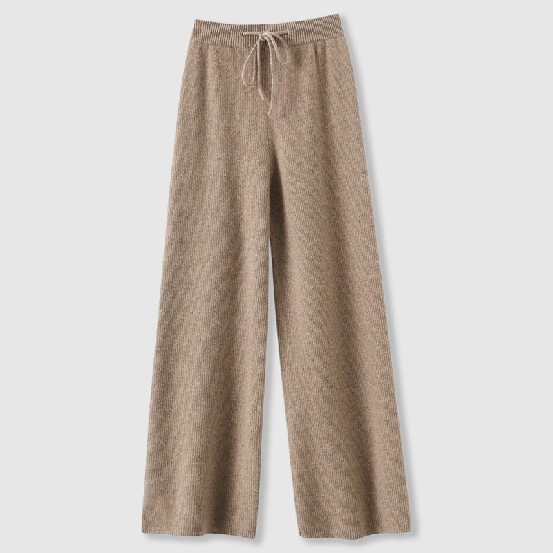 Damen Weitbeinige Hose - Feinstrick mit Zugband