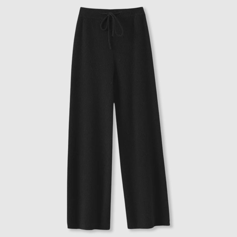 Damen Weitbeinige Hose - Feinstrick mit Zugband