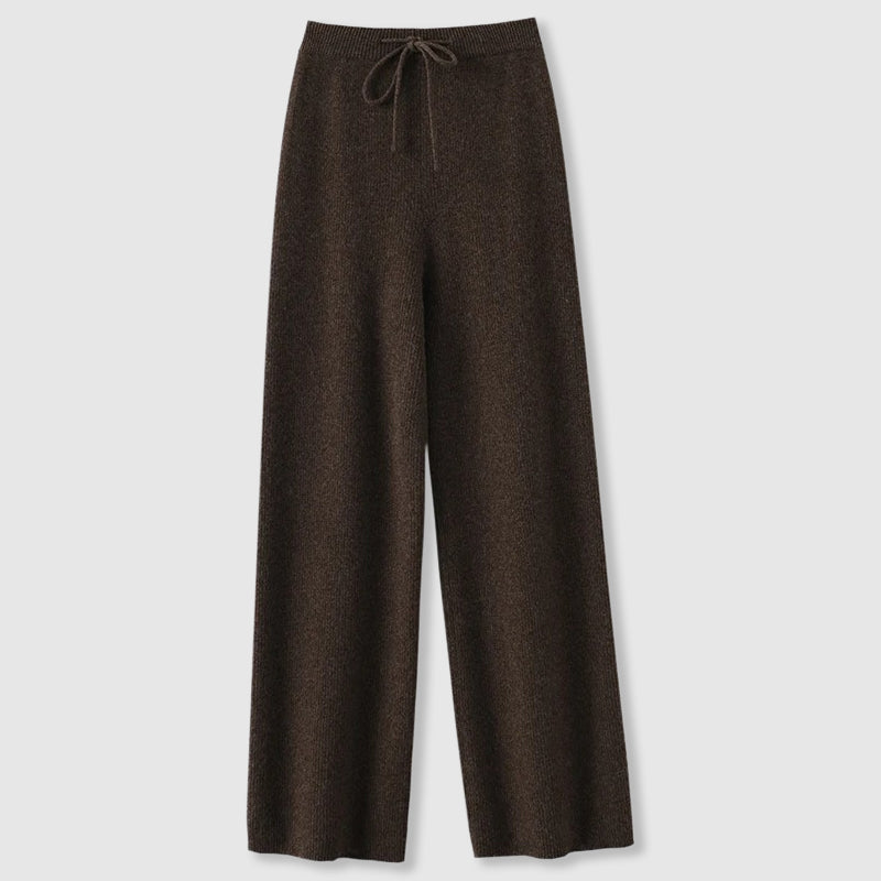 Damen Weitbeinige Hose - Feinstrick mit Zugband