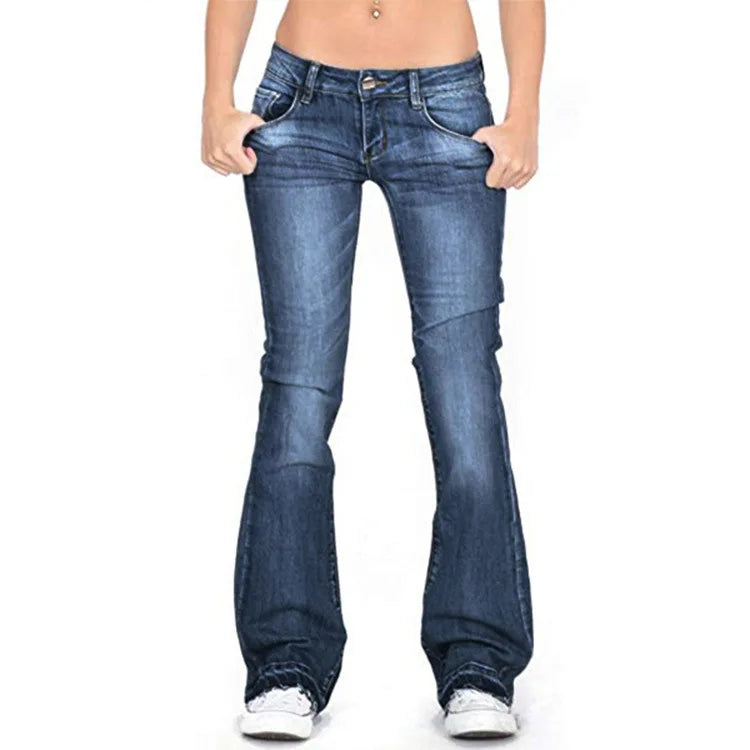 Dam Lågt Midjehöjd Schlagjeans - Bell Bottom