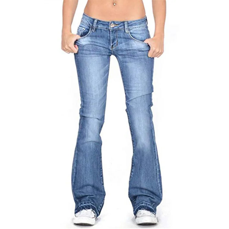 Dam Lågt Midjehöjd Schlagjeans - Bell Bottom