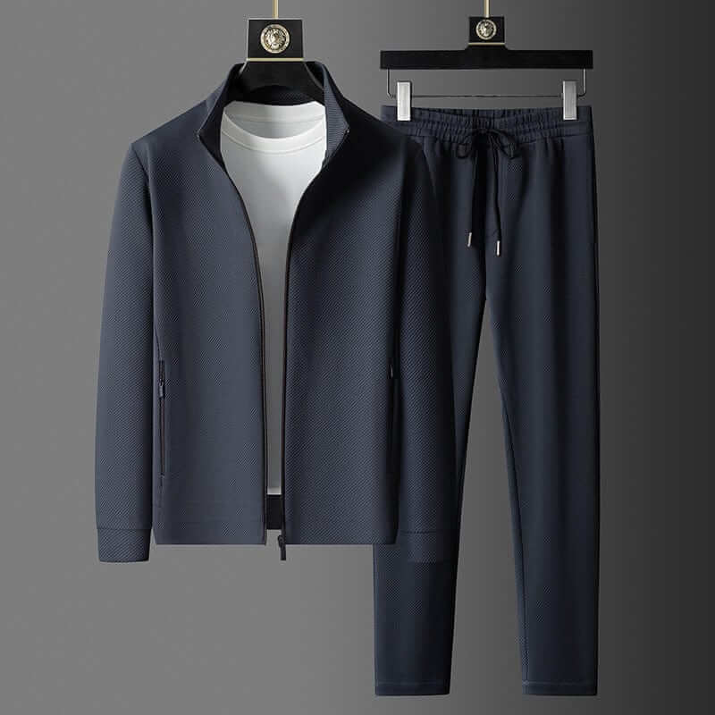 Herren Athleisure Set mit Reißverschluss - Texturierte Jacke & Jogginghose