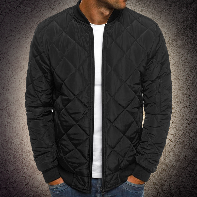 Men's Quilted Bomber Jacket - Lightweight Puffer Outerwear