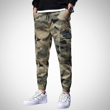 Herren Camouflage Cargo-Hose - Verstellbarer Bund & elastische Bündchen