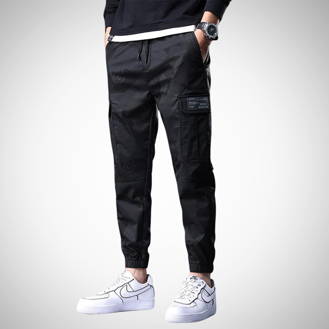 Men's Camouflage Cargo Pants - Adjustable Waist & Elastic Cuffs