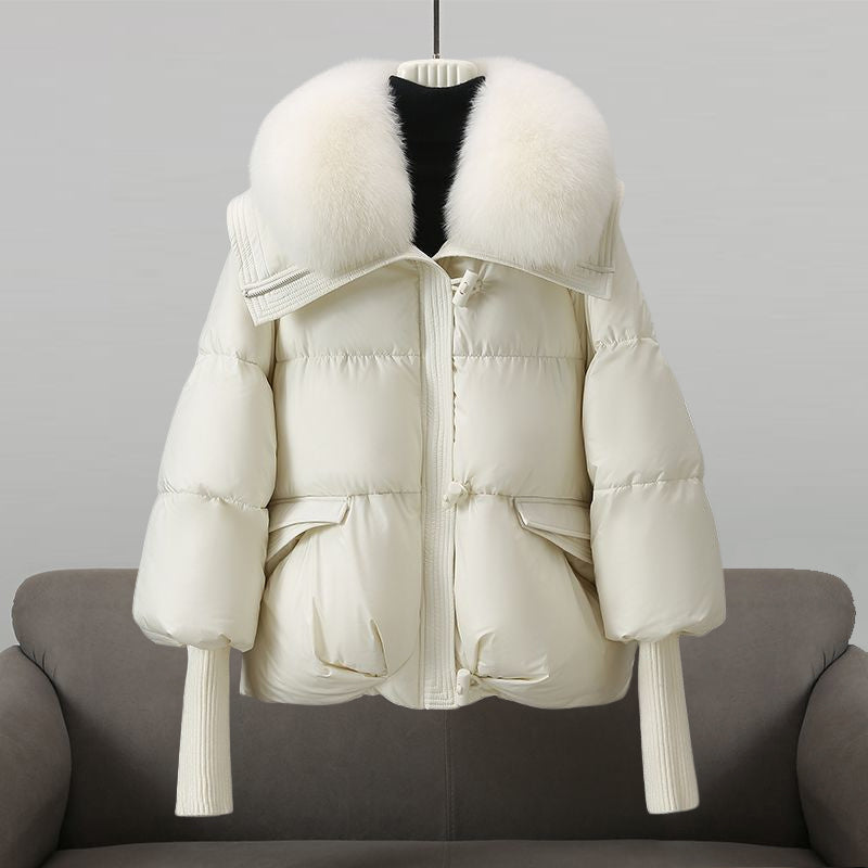 Damen Pufferjacke - Flauschiger Kragen mit Gerippten Bündchen