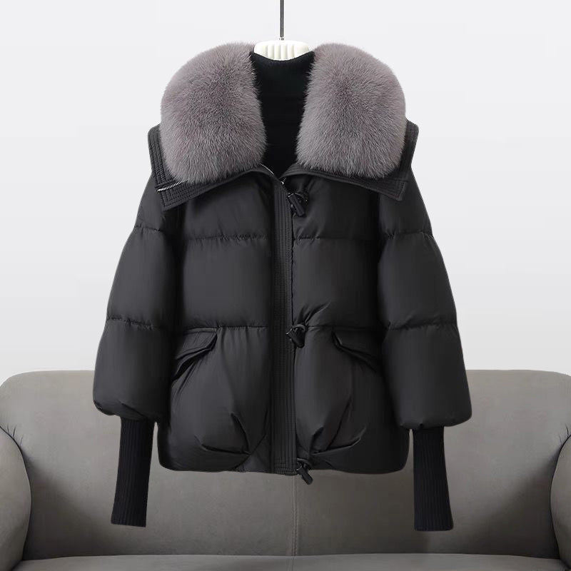 Damen Pufferjacke - Flauschiger Kragen mit Gerippten Bündchen