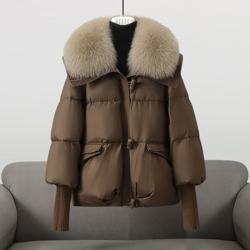Damen Pufferjacke - Flauschiger Kragen mit Gerippten Bündchen