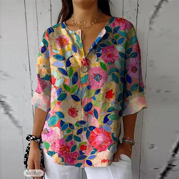 Elegant blus med blommönster för damer