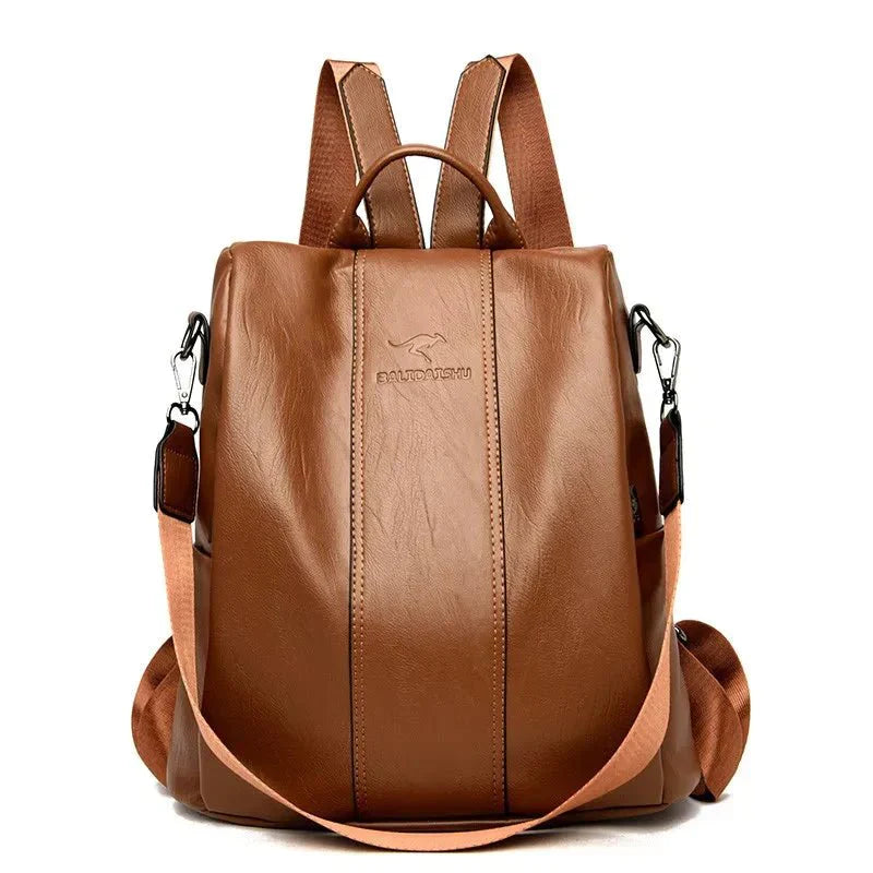 Damen Vintage-Leder-Rucksack - Diebstahlschutz