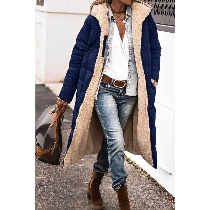 Women's Reversible Puffer Coat - Hood & Plush Lining
