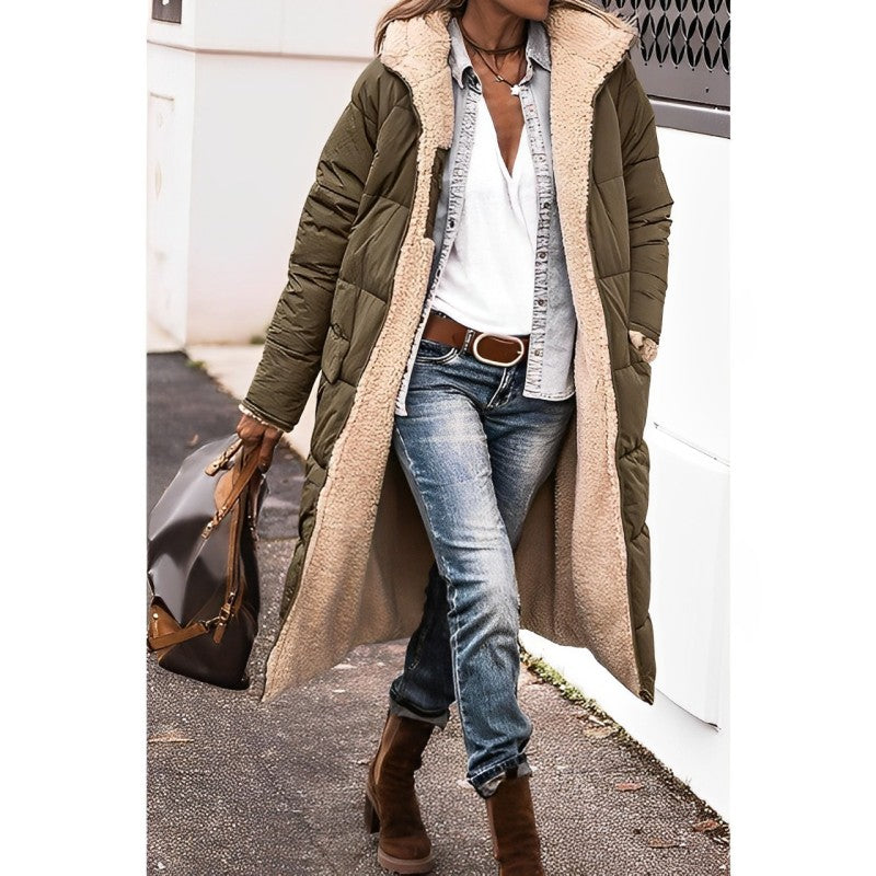 Women's Reversible Puffer Coat - Hood & Plush Lining