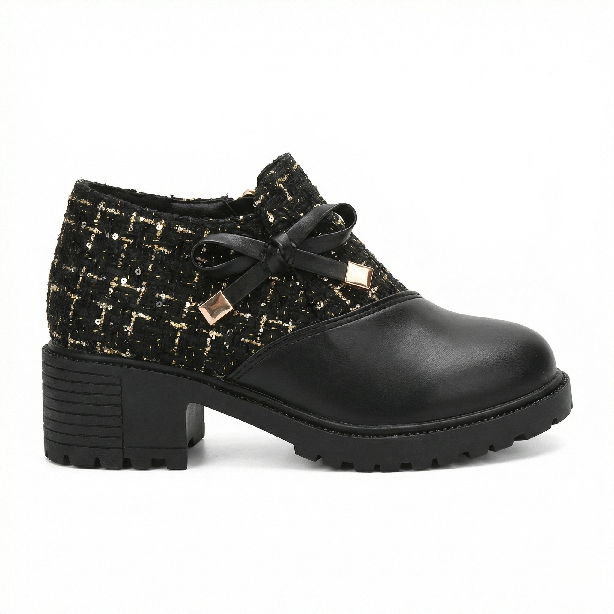 Women's Block Heels - Side Zipper with Lug Sole