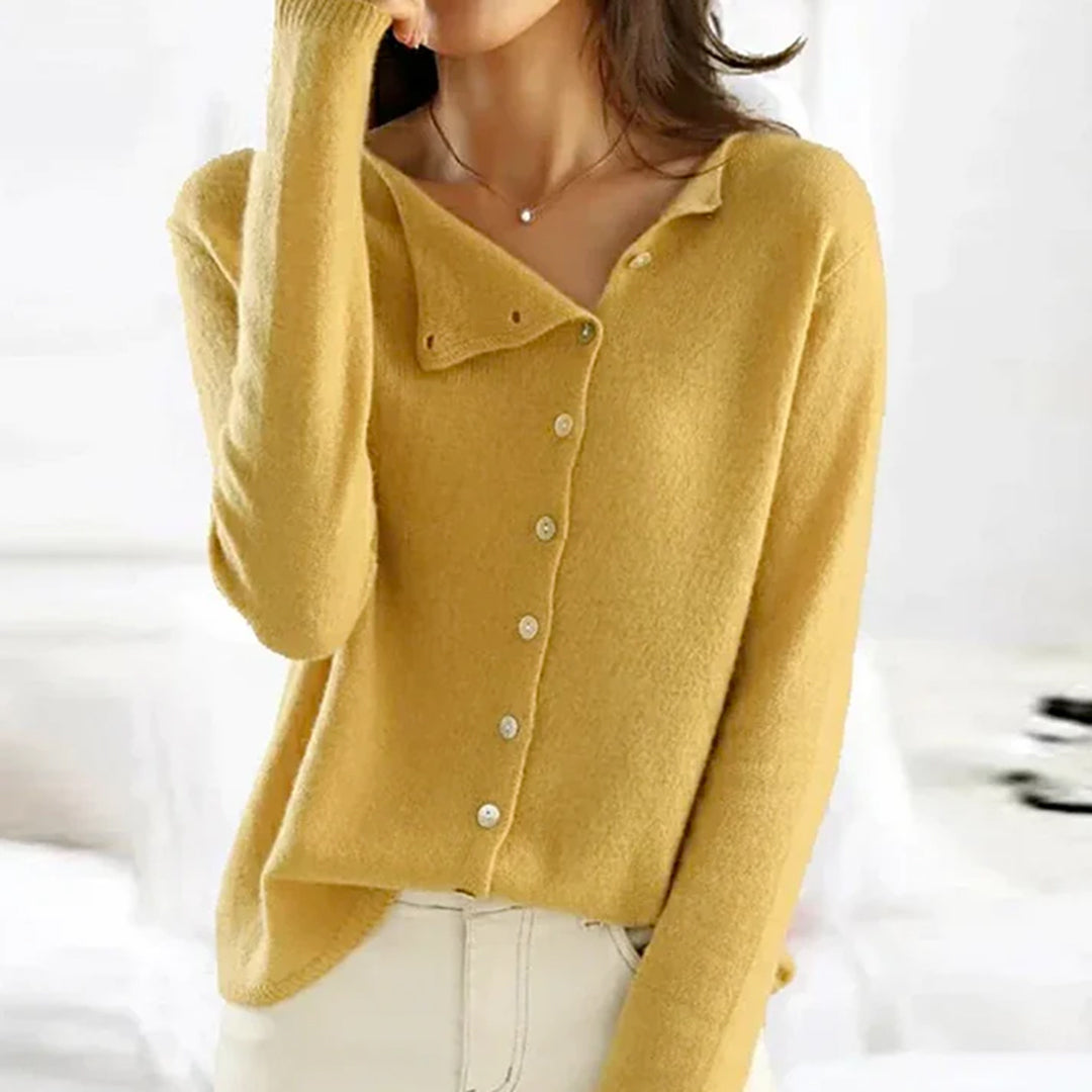 Women's Soft Cardigan – Asymmetric Button Style