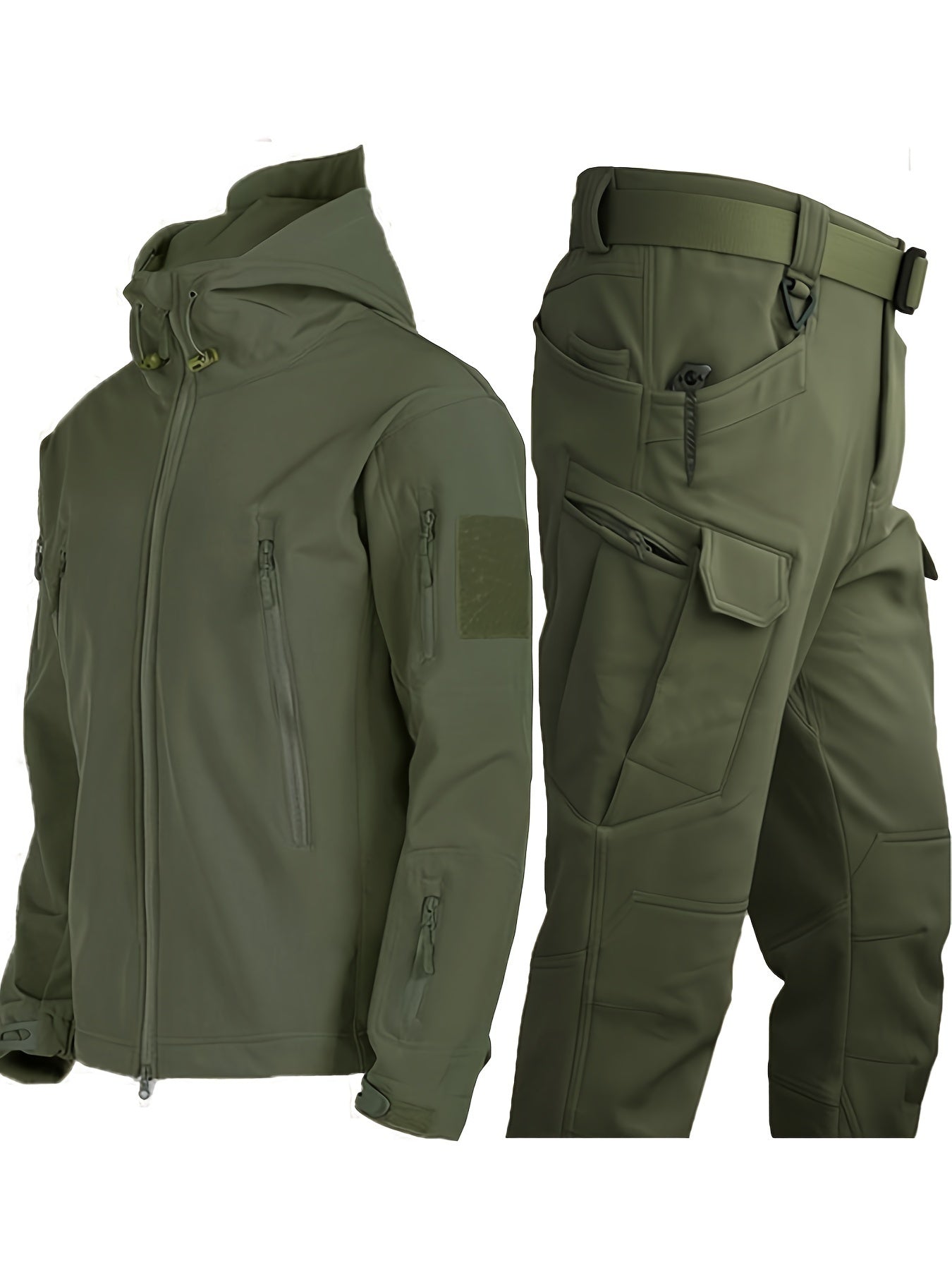 Conjunto térmico para exteriores para hombre – chaqueta con múltiples bolsillos y pantalón cargo