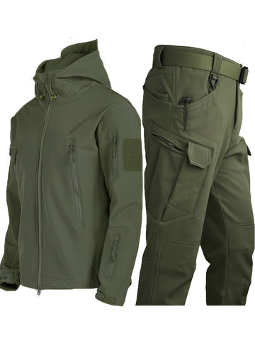 Conjunto térmico para exteriores para hombre – chaqueta con múltiples bolsillos y pantalón cargo