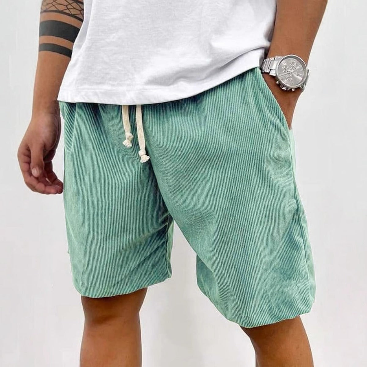 Men's Corduroy Shorts - Relaxed Fit with Drawstring Waist