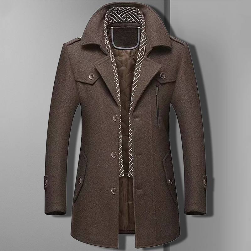 Men's Slim Tailored Coat - Quilted Insert & Multi-pocket